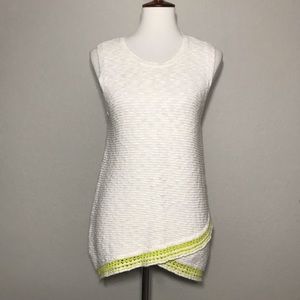 NEIMAN MARCUS Sleeveless Knit & Crochet Long Sweater Size Medium